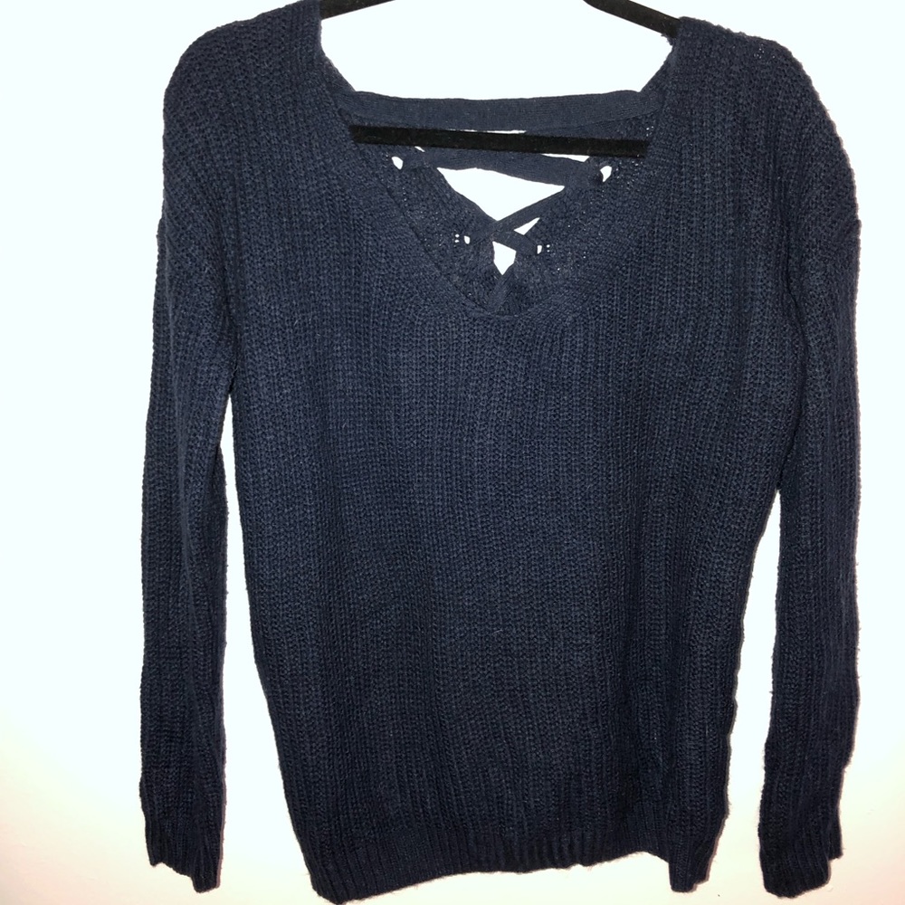 Navy blue knit sweater